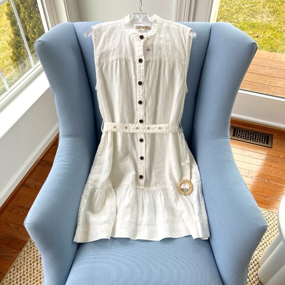 NWT Banana Republic White Linen Dress, Size Small